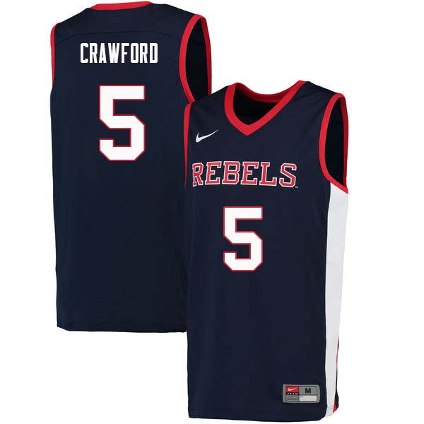 Markel Crawford Ole Miss Rebels NCAA Men's Navy #5 Stitched Limited College Football Jersey IAD0058PA
